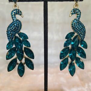 Elegant Peacock Blue Earrings